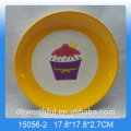 Amarillo helado de cerámica placas redondas platos de caramelo para la cocina